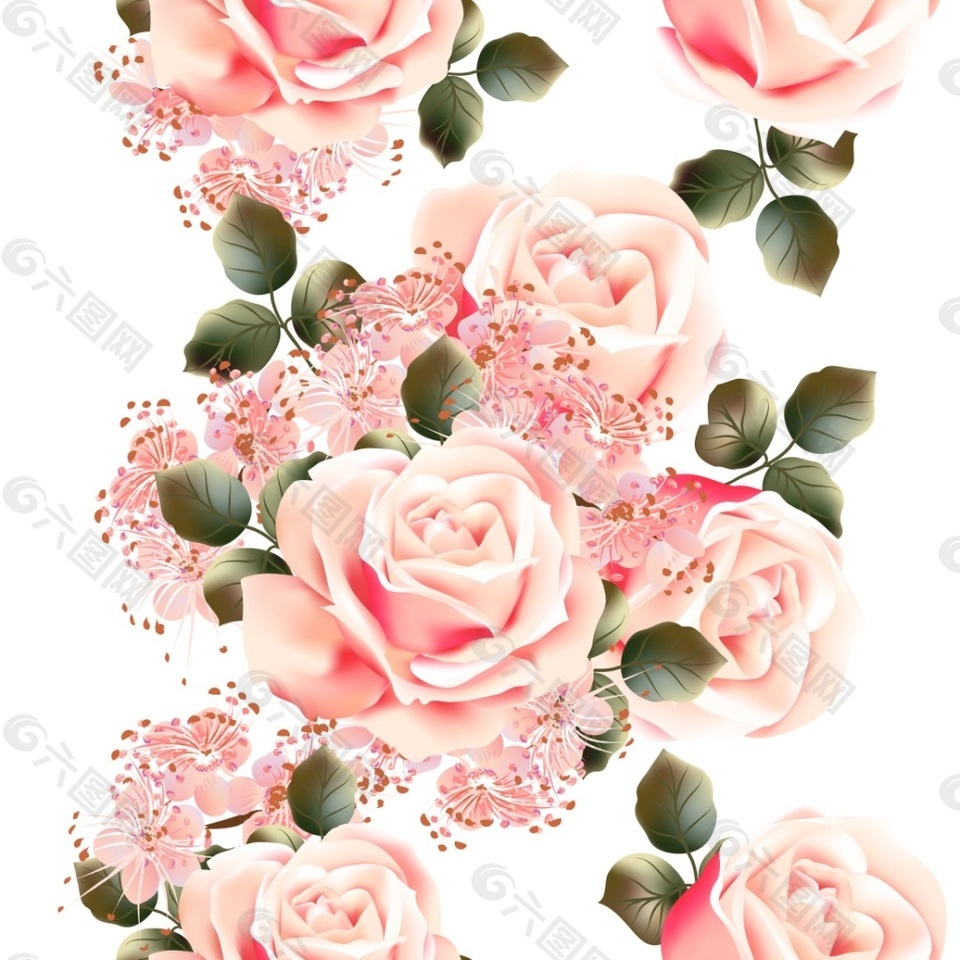 蔷薇卡通矢量花朵背景素材背景素材免费下载 图片编号 109 六图网