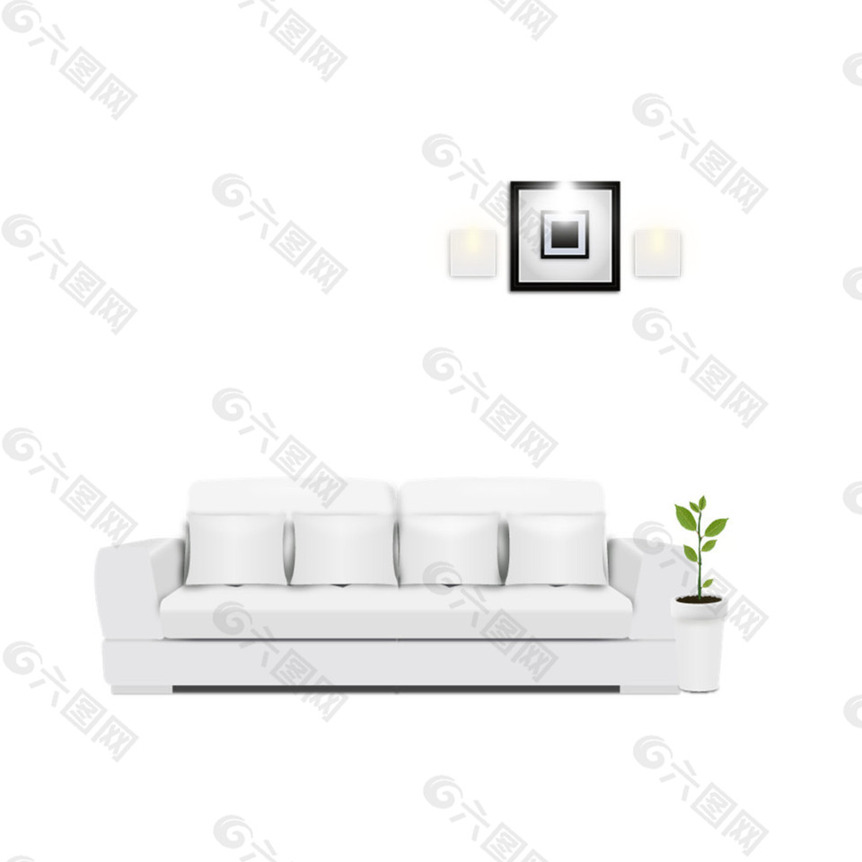 白色沙发壁画素材图片