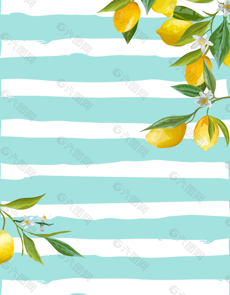 矢量水彩手绘柠檬背景