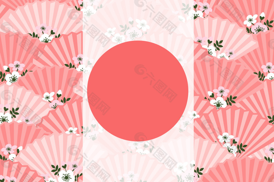 日式可爱折扇主题详情页矢量背景素材