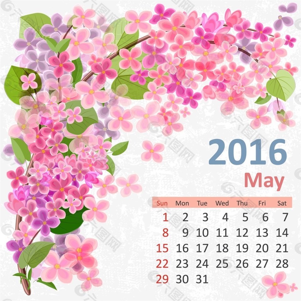 五月代表花卉插画矢量素材背景素材免费下载 图片编号 六图网