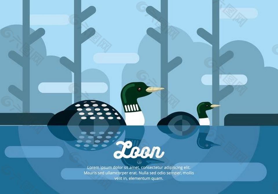 鸭子树林矢量素材