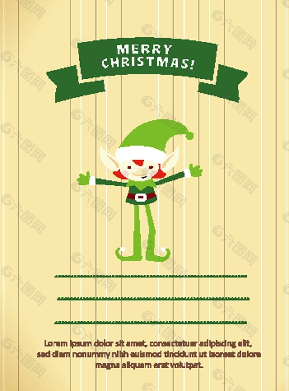 绿色圣诞节卡片矢量素材