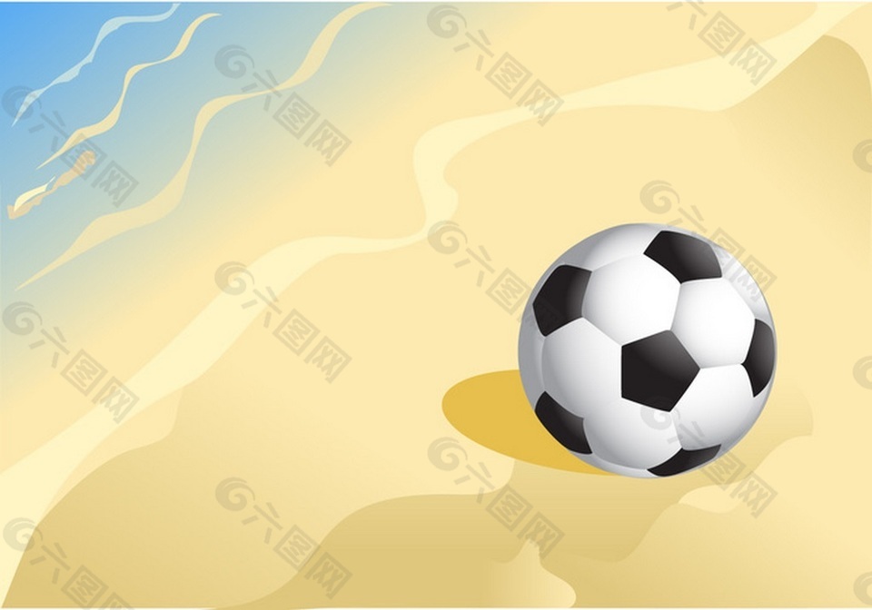 海边沙滩足球矢量素材
