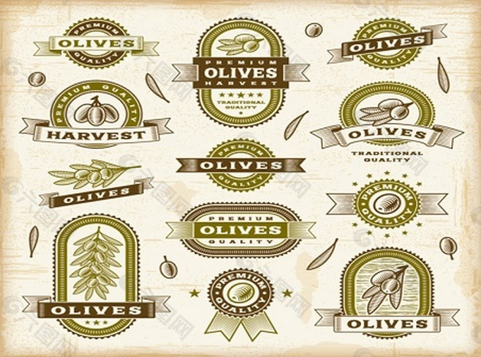 金色橄榄油标签矢量素材