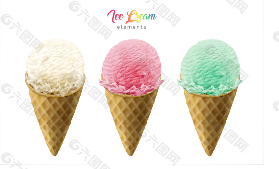 夏天美味的冰淇淋插画