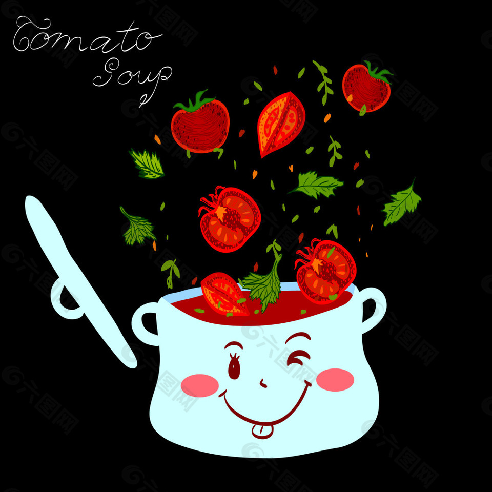 番茄蛋汤卡通图片