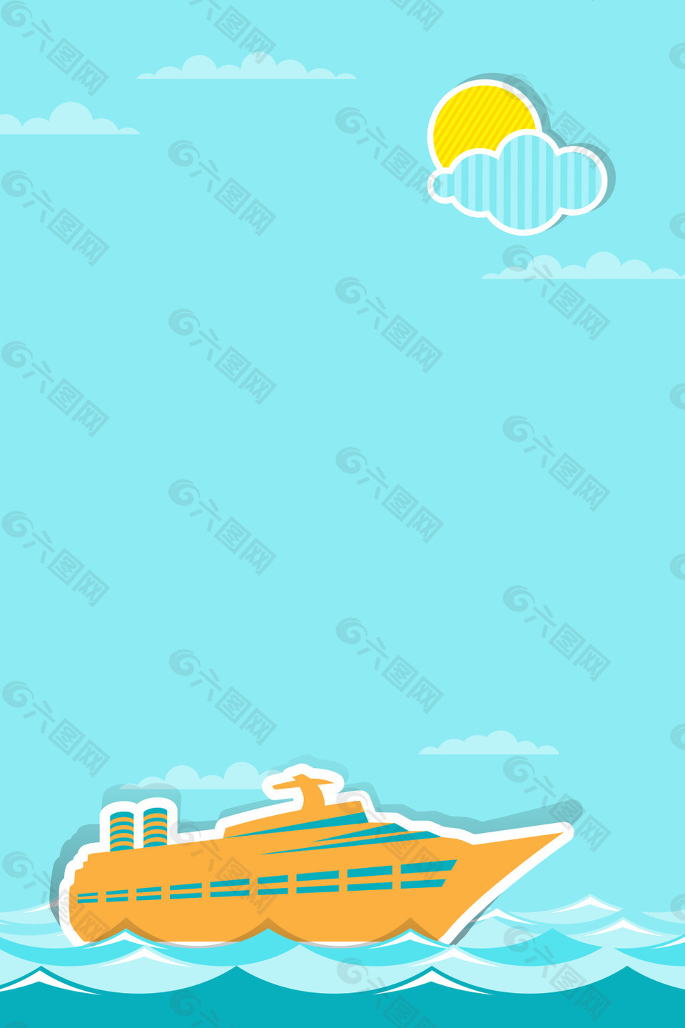 卡通海上交通工具海报矢量背景