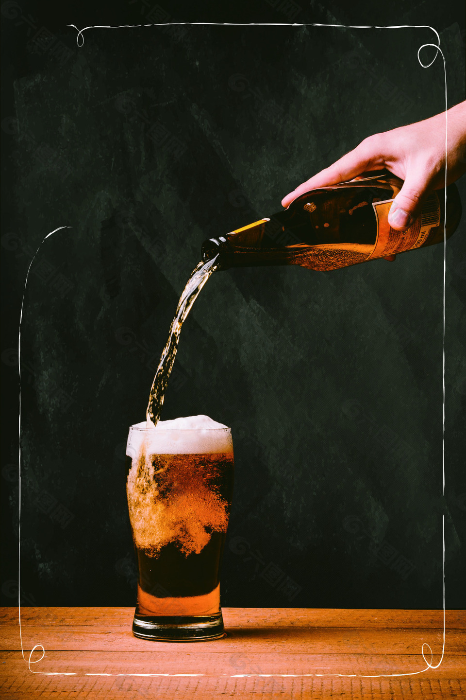 黑色矢量创意啤酒海报背景