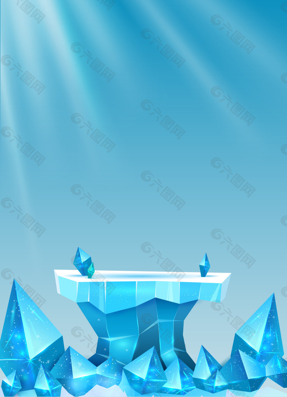 矢量质感蓝色冰凌展台背景