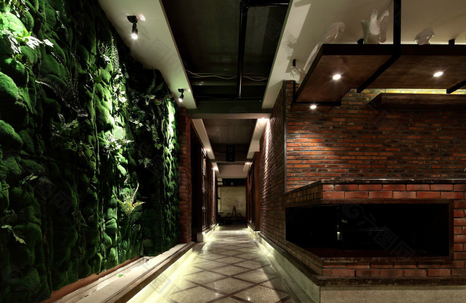室内餐厅走廊走道效果设计图片
