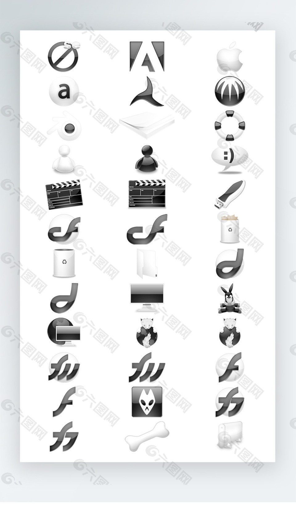 软件工具图标黑白写实图标icon