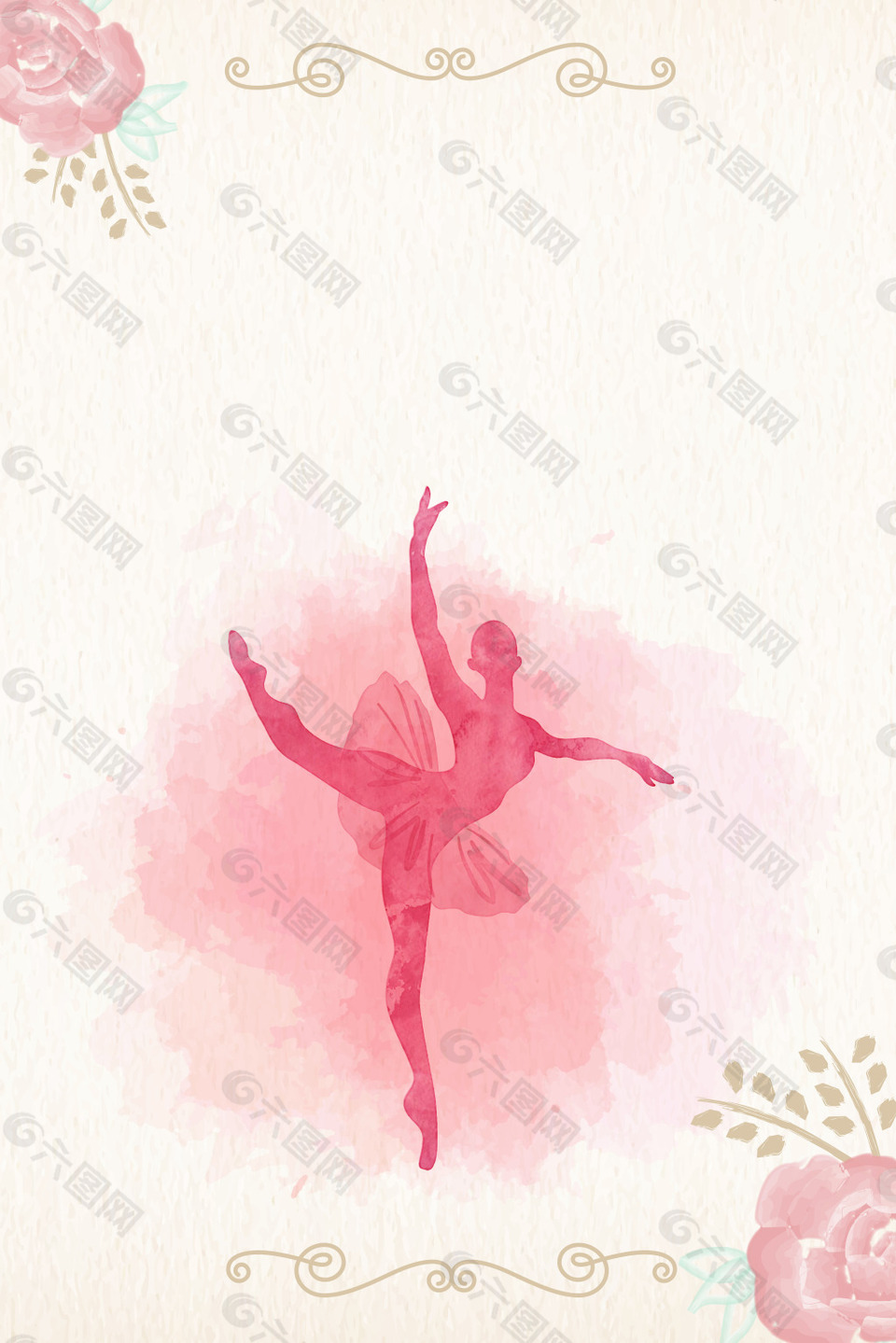 矢量手绘女性芭蕾舞海报背景