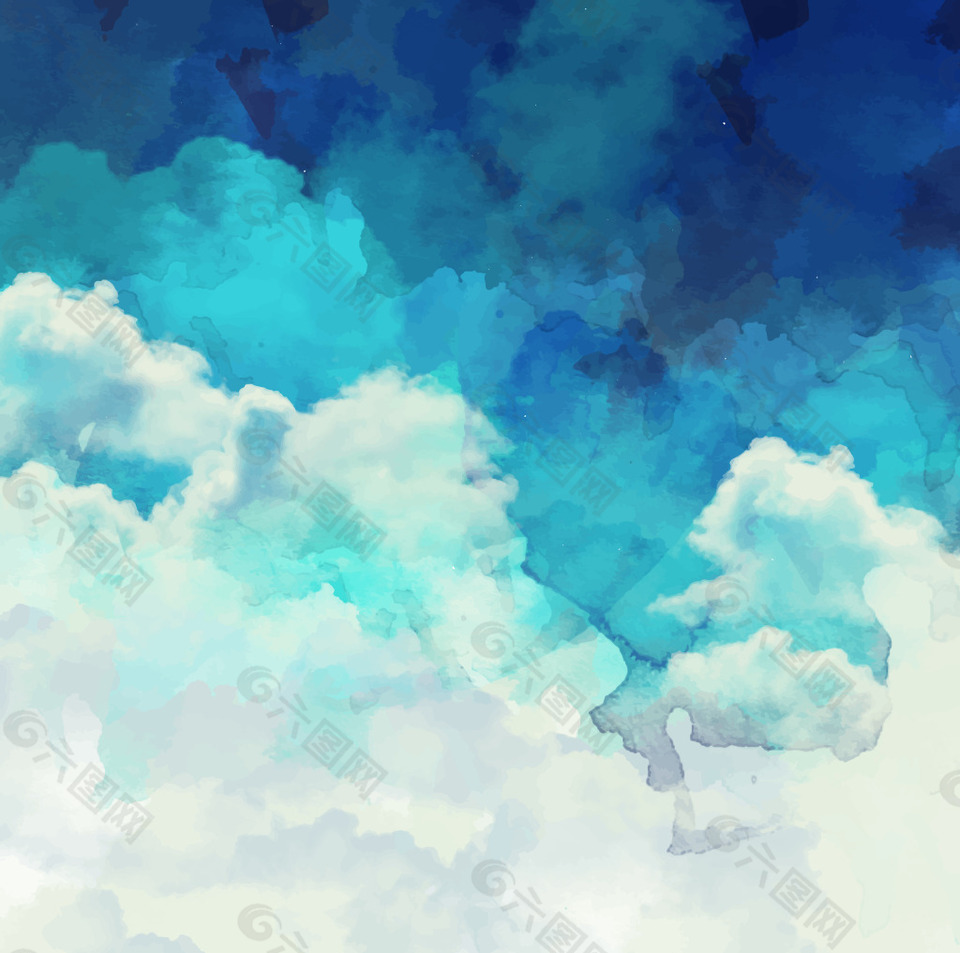 抽象水彩云海报背景模板