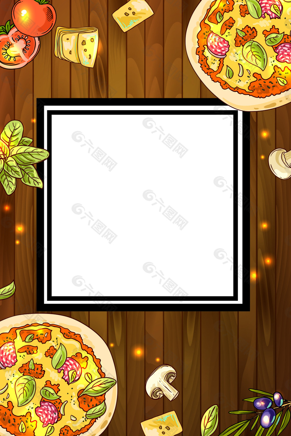 矢量西餐披萨美食海报背景