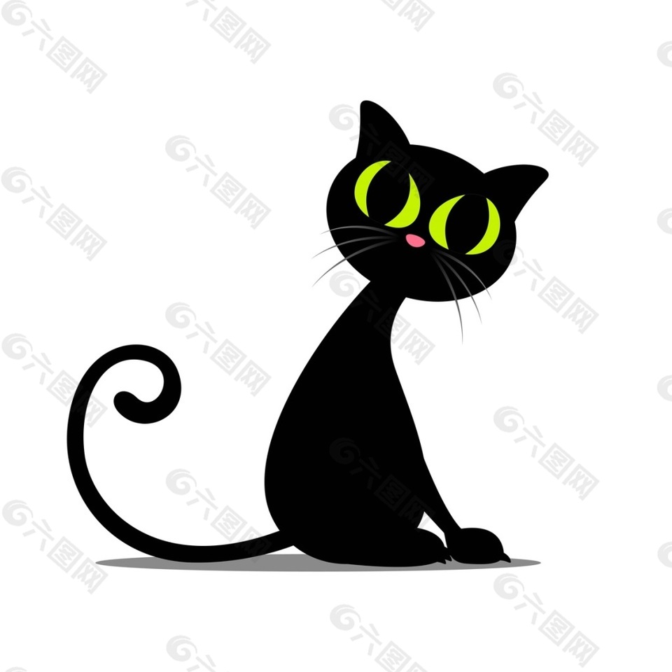 可爱黑猫卡通矢量素材