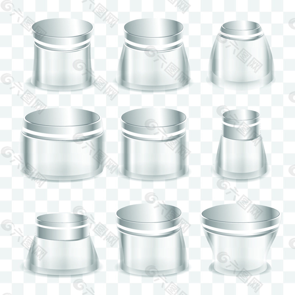 透明玻璃化妆品空瓶矢量素材