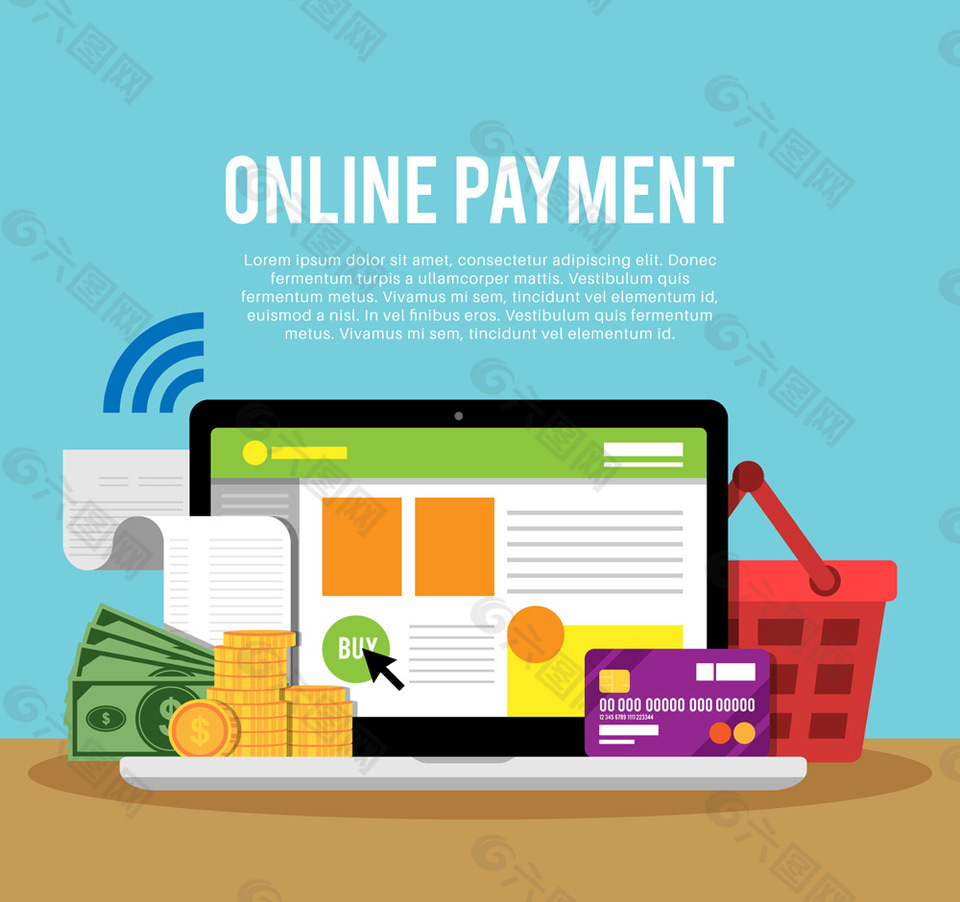 网上支付元素用品矢量图