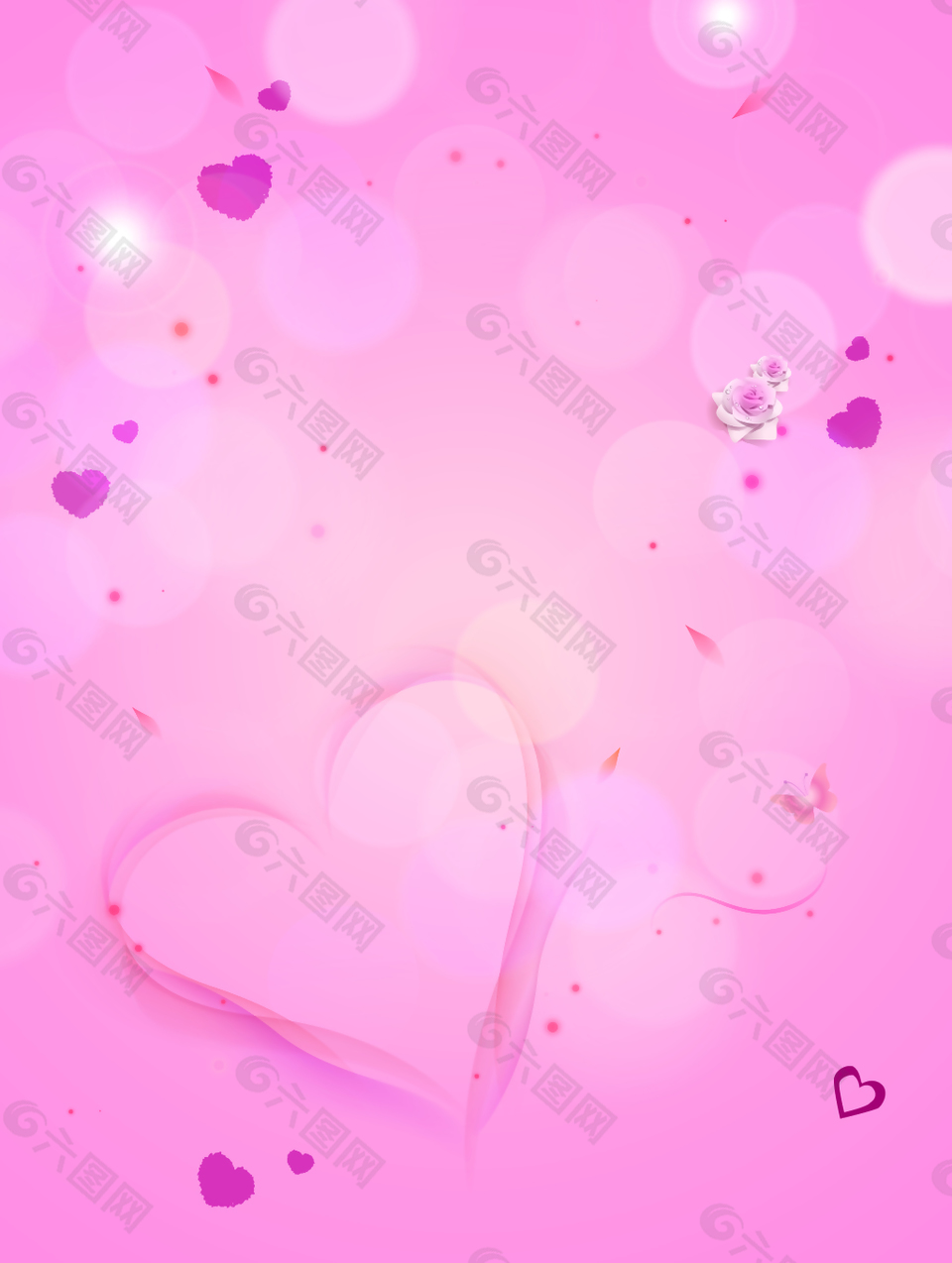 粉色浪漫心形海报背景素材
