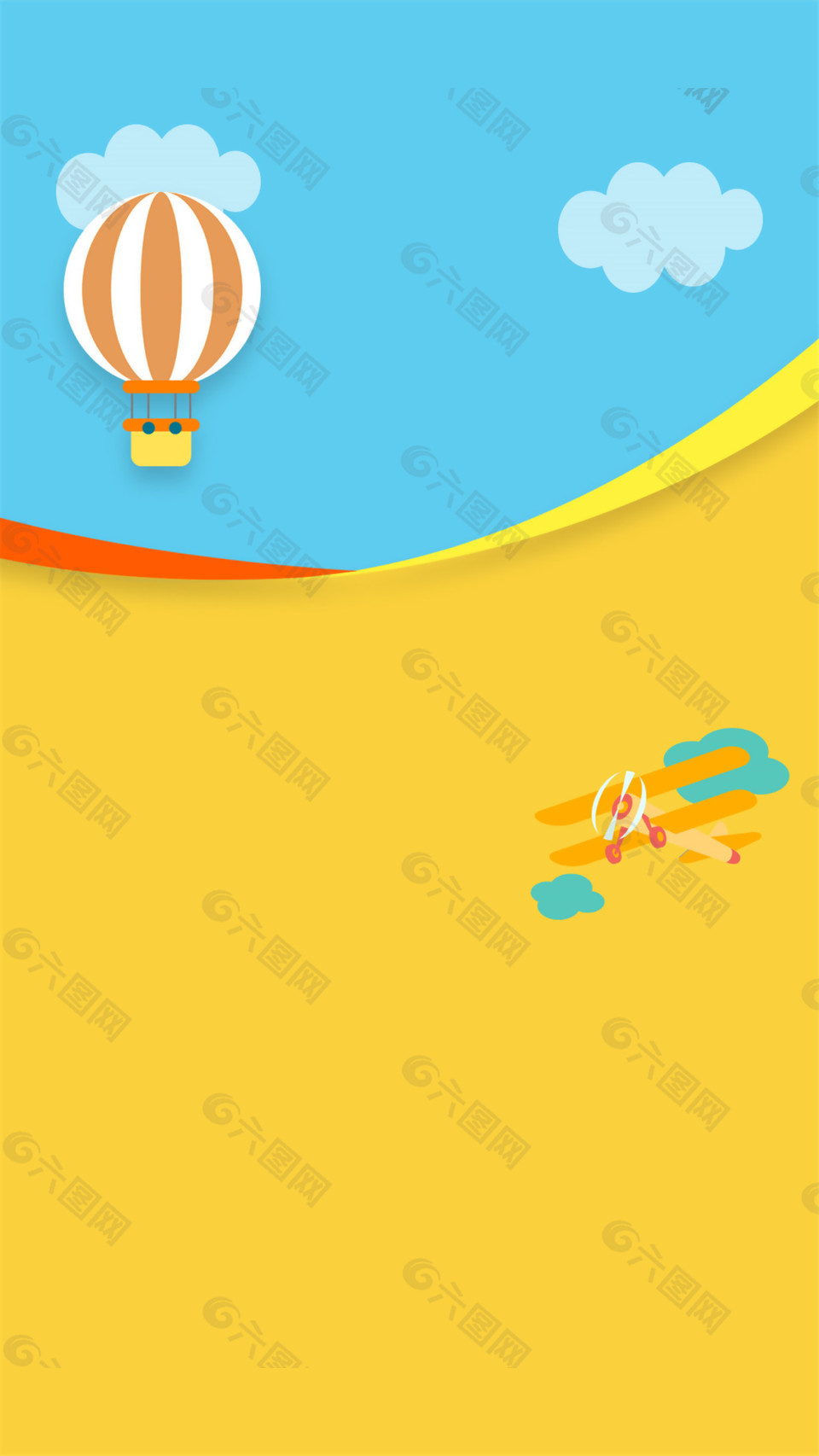 黄色热气球背景素材