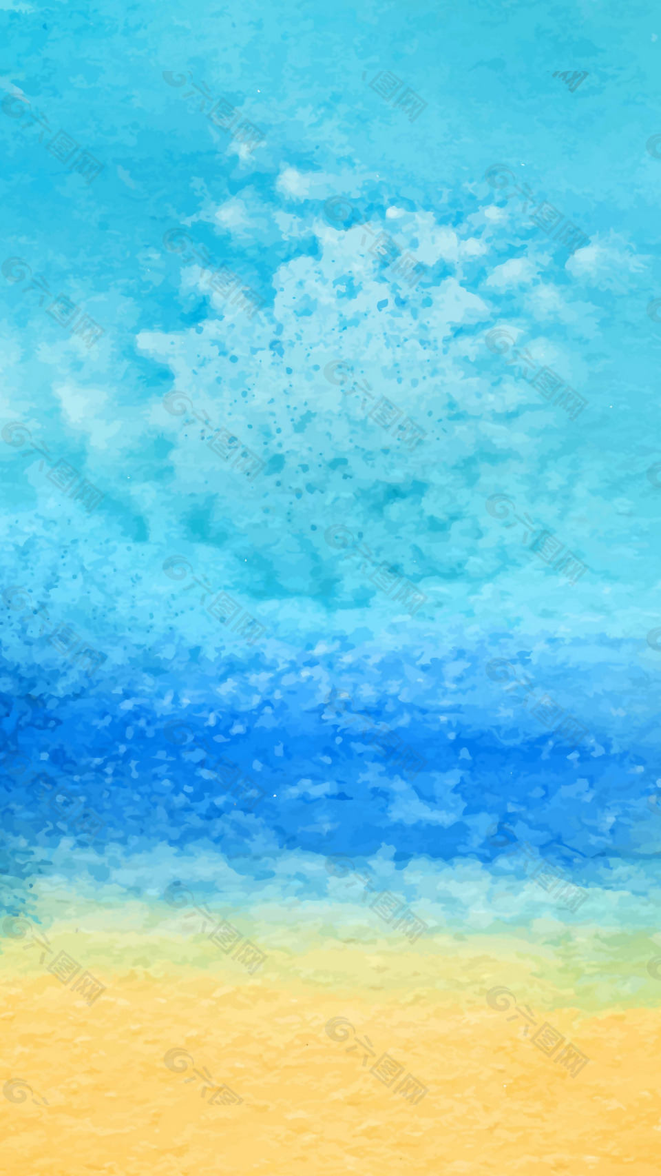 唯美蓝色云朵H5背景素材