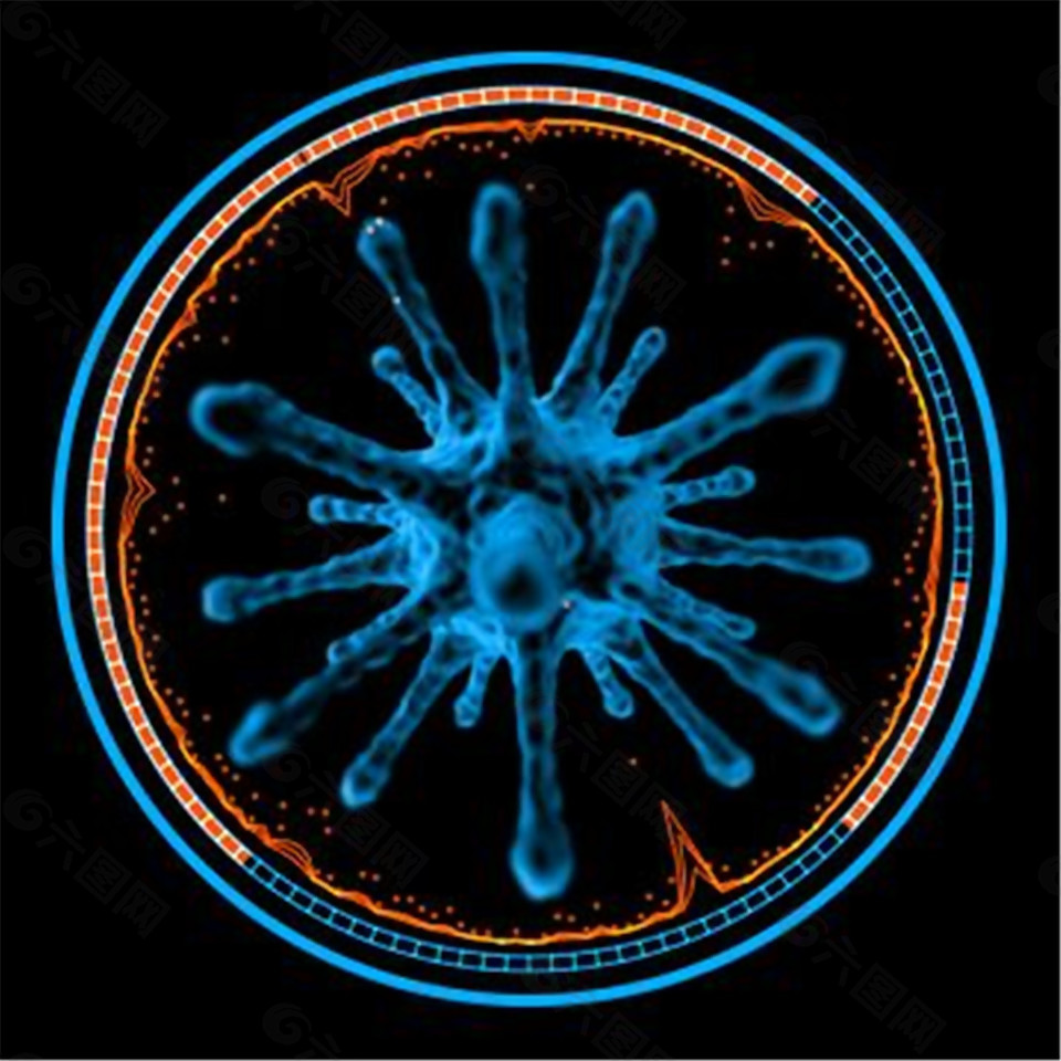 医疗主题HUD圆形循环元素-微生物