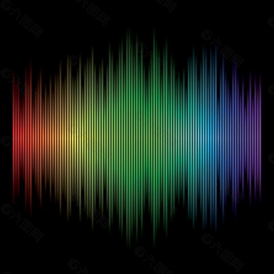 七彩线条音乐光线光谱矢量背景