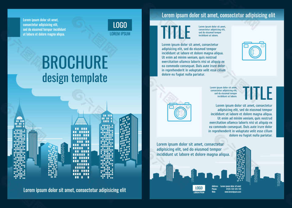 蓝色城市建筑宣传单