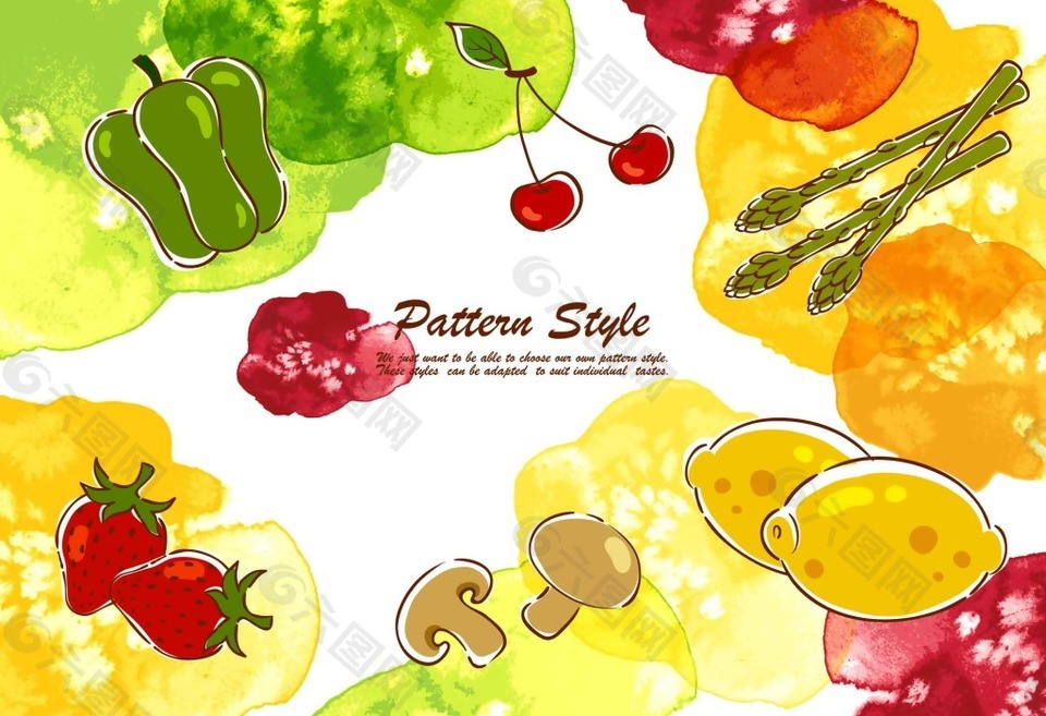 水彩绘水果蔬菜背景