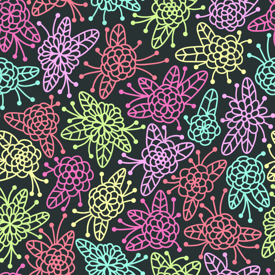 五彩缤纷花卉花纹背景和填充图案矢量素材