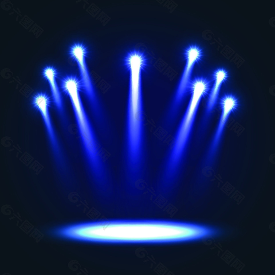 蓝色舞台射灯光线背景矢量素材