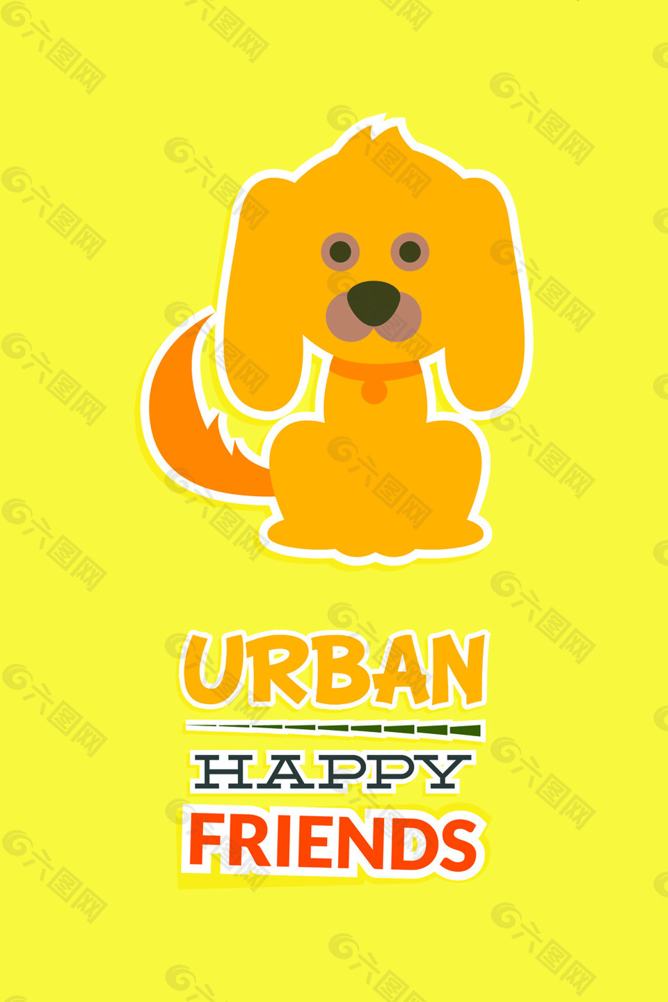 可爱黄色小狗动物背景矢量