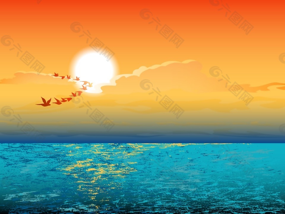 美丽的海面风景插画平面广告素材免费下载 图片编号 六图网