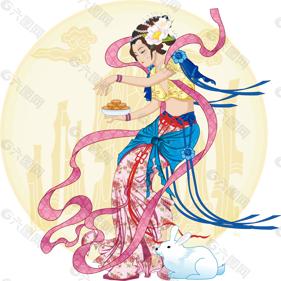 简约中秋嫦娥元素