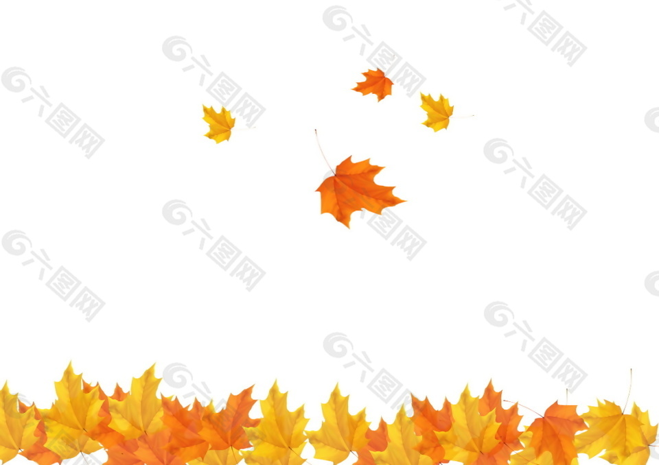 金色秋季树叶装饰元素