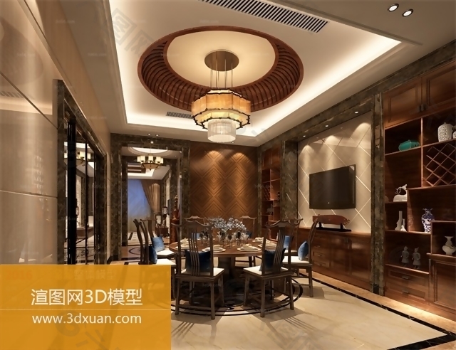 中式餐厅3d模型
