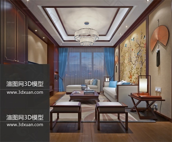 中式古典客厅模型