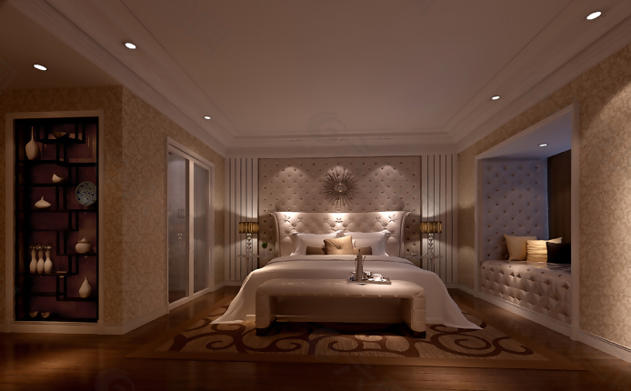 低调风格酒店卧室空间模型下载