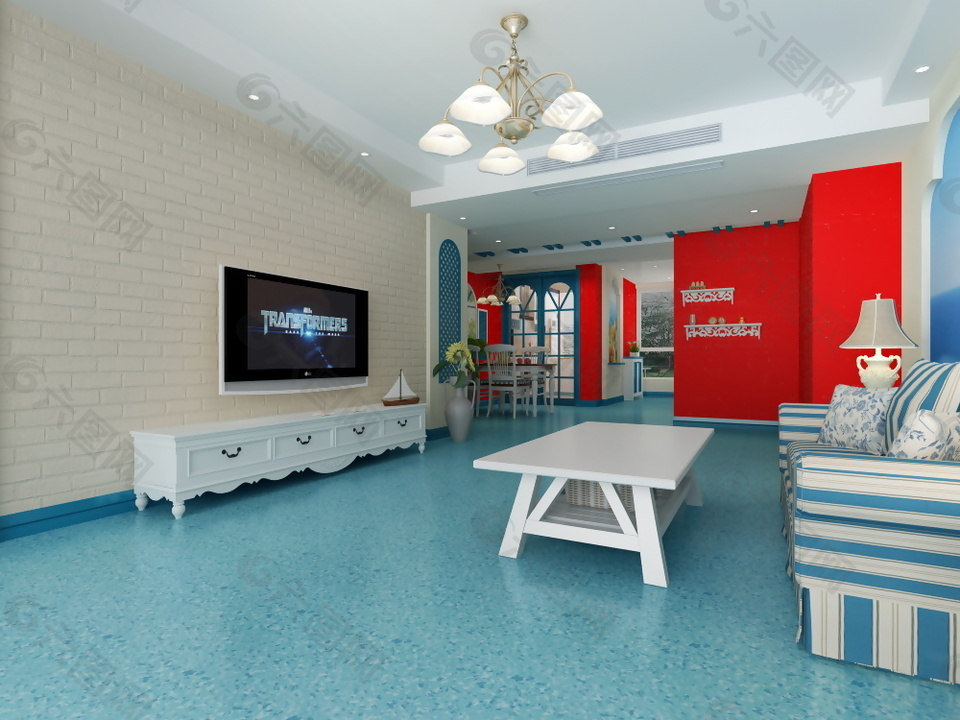 简约客厅pvc地板3d渲染图装饰装修素材免费下载(图片编号:8847338)-六