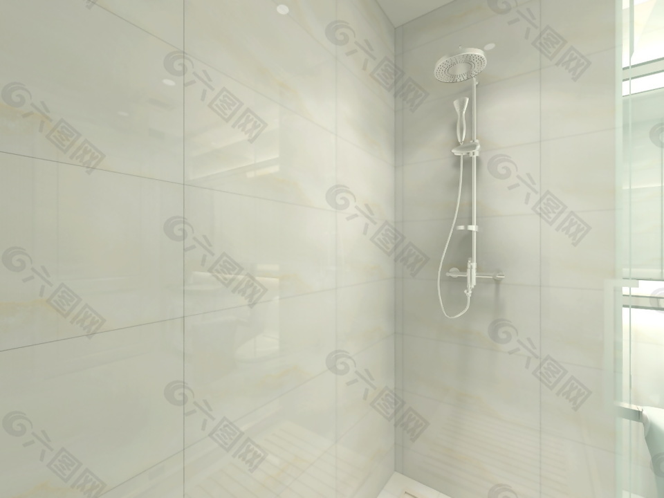 现代简约风格浴室陶瓷锦砖3d渲染图