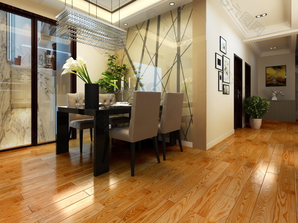 简约客厅实木木地板3d渲染图装饰装修素材免费下载(图片编号:8847561)