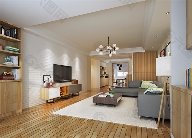 中式简约客厅效果图