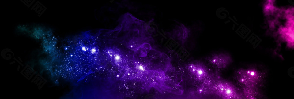 紫色光点夜空banner背景