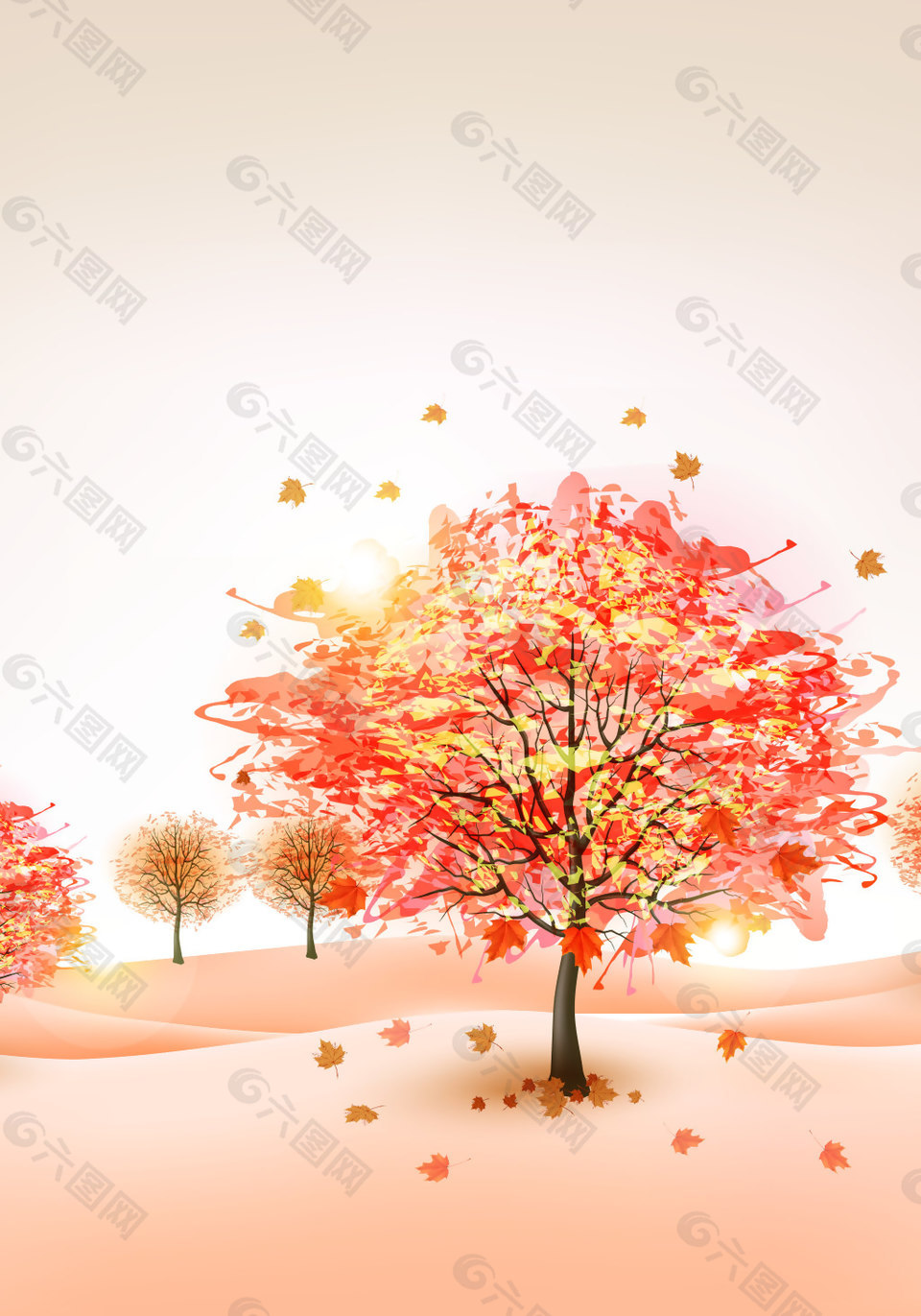 秋色树木背景模板