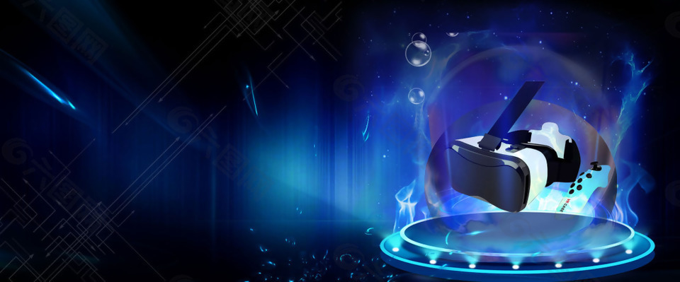 蓝色科技光线banner背景