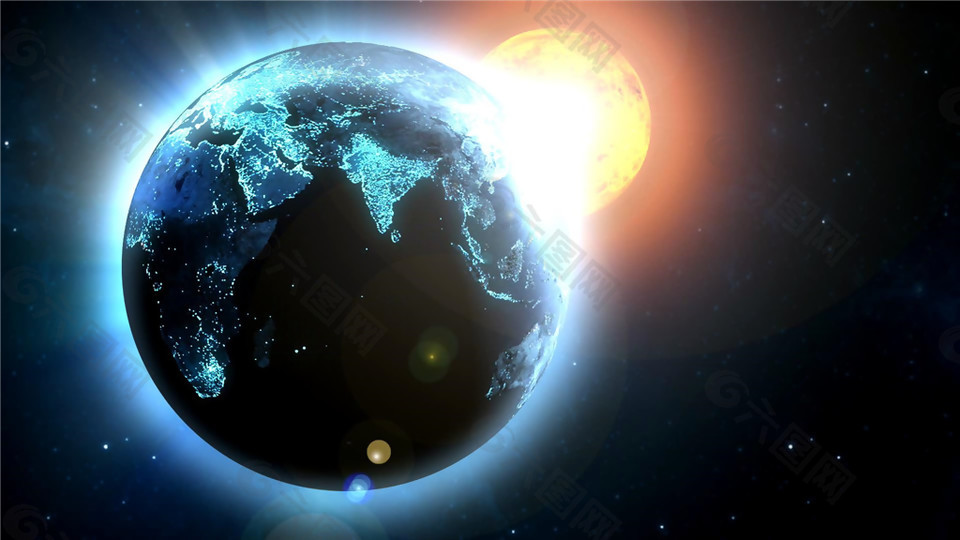 辉光地球和太阳动态视频素材