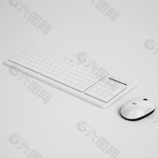 3D渲染白色电脑鼠标键盘效果图