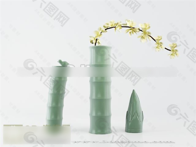 竹子造型花瓶模型