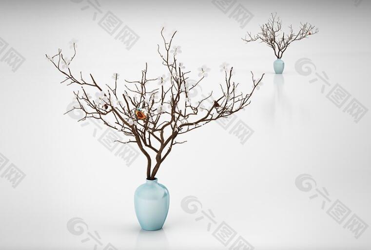 装饰盆栽花瓶模型