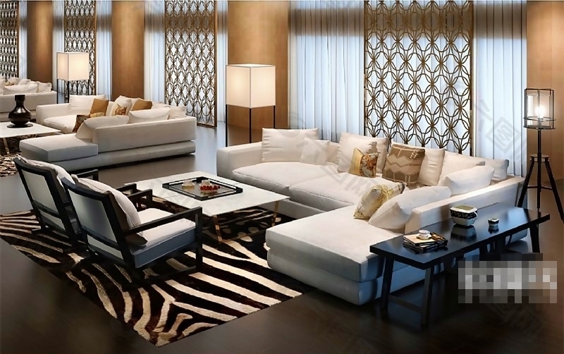 白色系典雅现代风格客厅素材